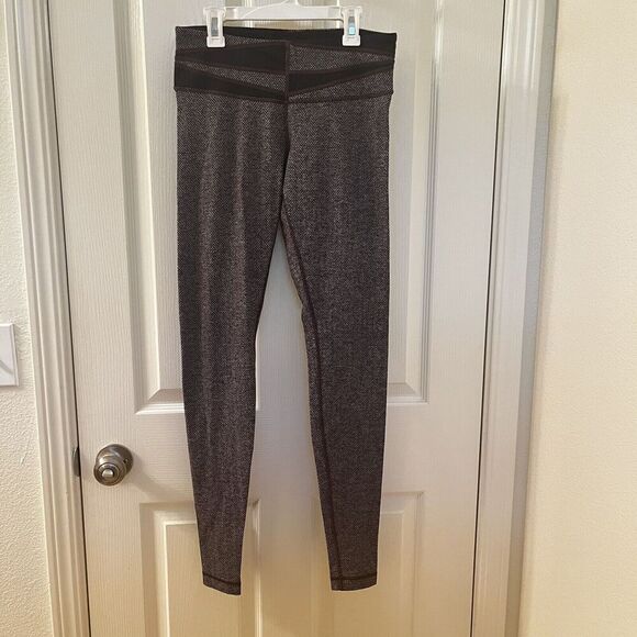 Lululemon Wunder Under Pant Leggings Giant Herringbone Black Heathered Women's 8 - Picture 1 of 14